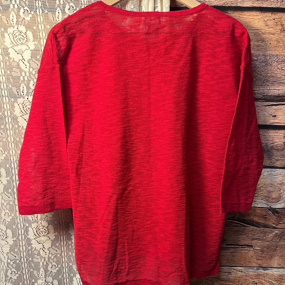 Chico's Vibrant Red 3/4 Sleeve Top (109) - Picture 5 of 7